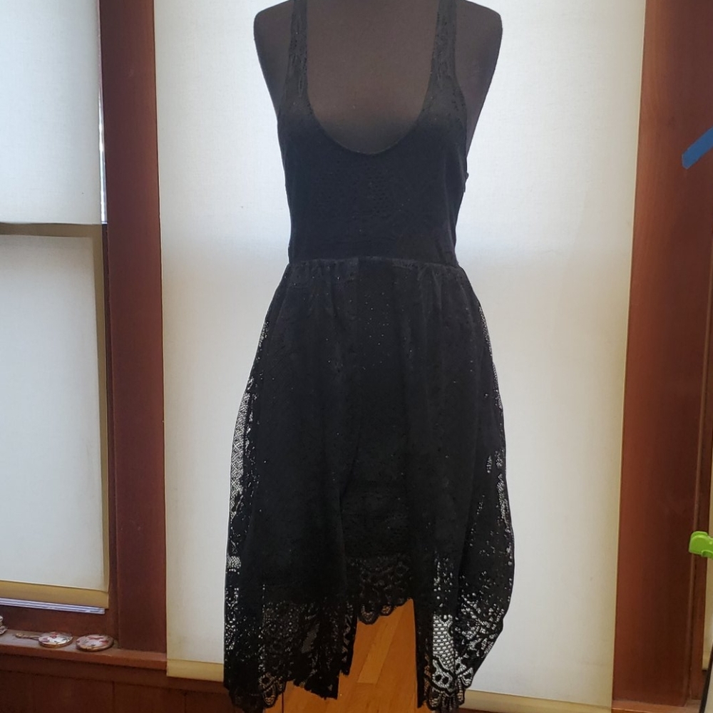 Free People Black Gold Lace Tank Dress